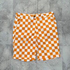 Loudmouth Golf Mens Orange White Checkered Shorts Tennessee Vols Size 36